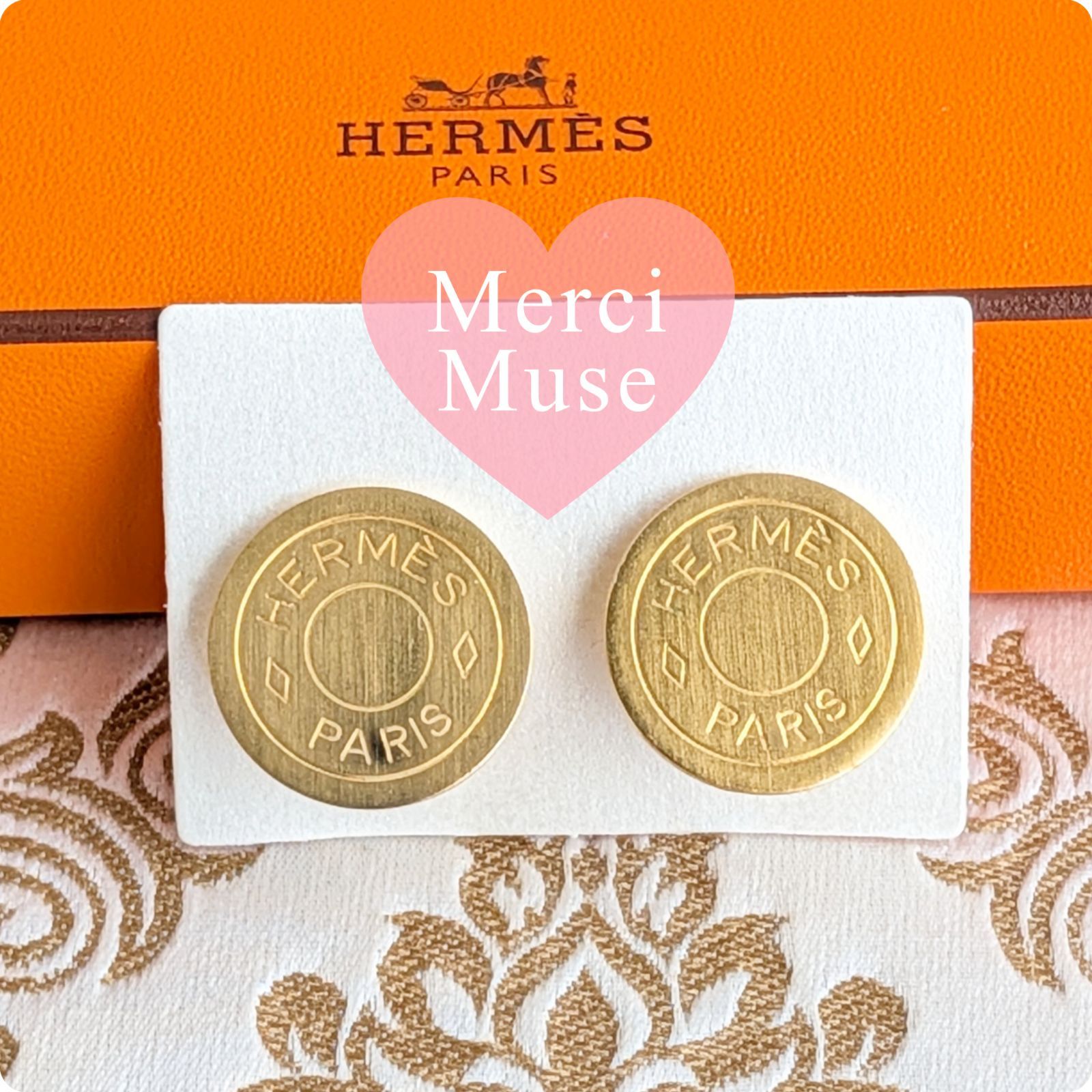 ❤お得なお品❤セリエイヤリング マットゴールド金具 エルメス 耳痛くないカバー付き MerciMuse メルシーミューズ