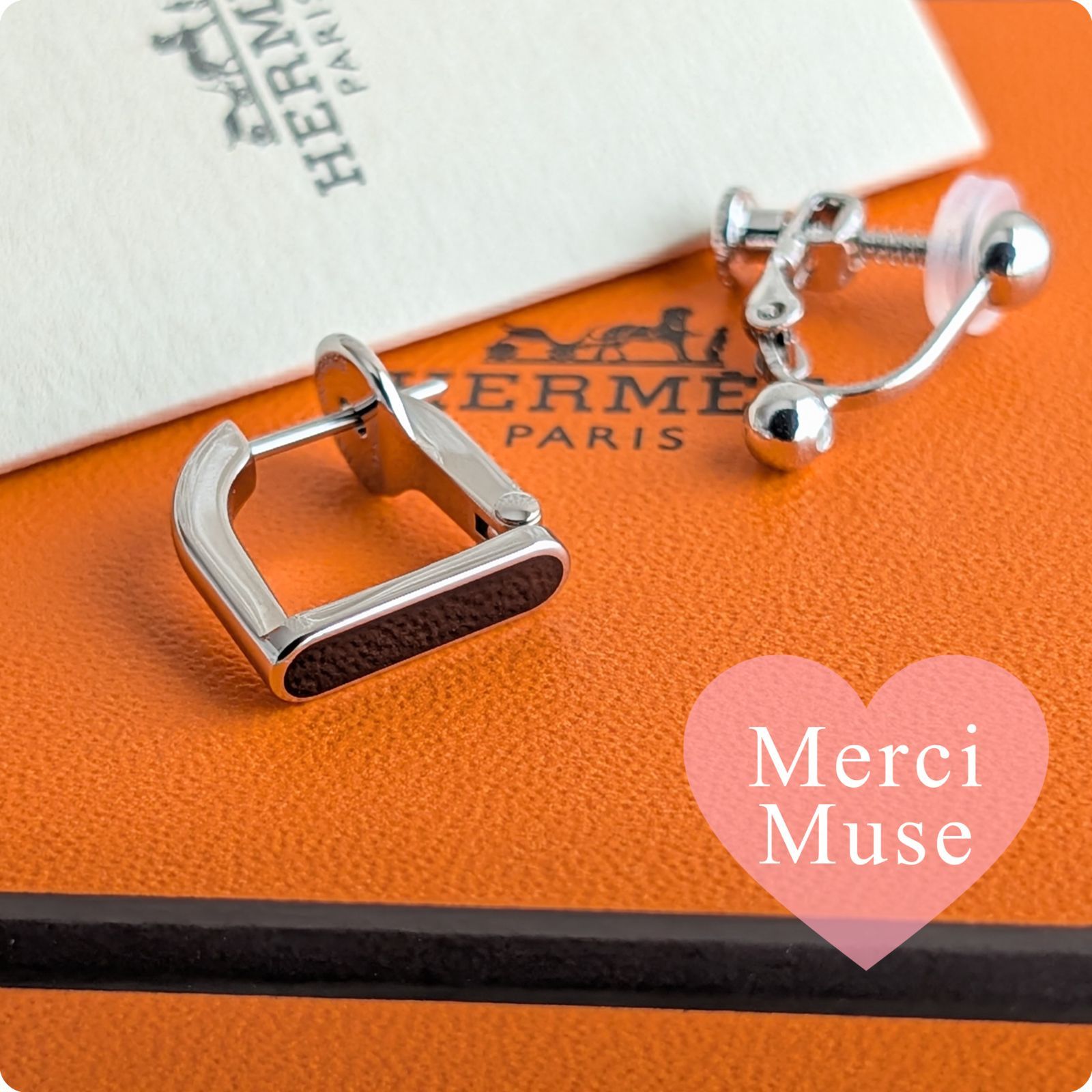 ❤未使用品❤エトリエ片耳ピアス シングルピアス ノワールｘSシルバー金具 エルメス イヤリングにも MerciMuse メルシーミューズ
