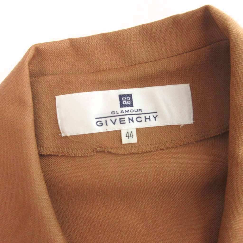 ジバンシィ GIVENCHY シャツ 長袖 オープンカラー ロゴ刺繍 ウール 茶