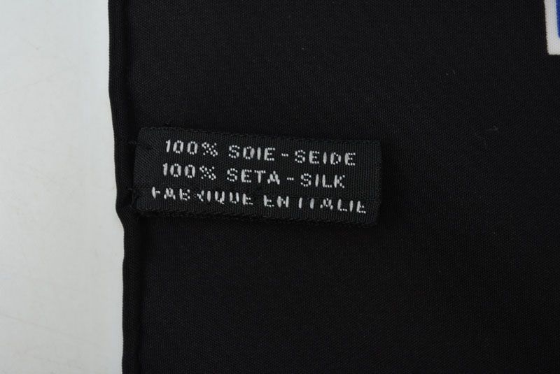 シャネル スカーフ/ストール CHANEL ヴィンテージ ココマーク/COCO 切手柄 シルク ブラック/ボルドー【中古】