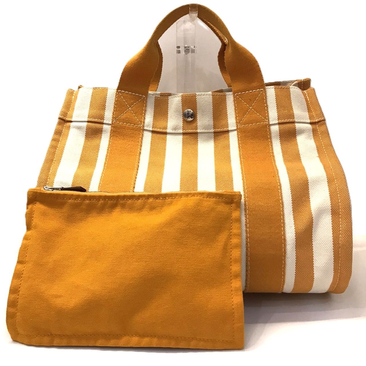エルメス カンヌPM ハンドバッグ コットン キャンバス イエロー
