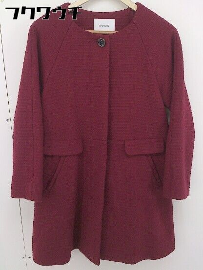 ◇ Simplicite シンプリシテェ 長袖 ノーカラー コート レッド レディース 【中古】 【1202190005196】