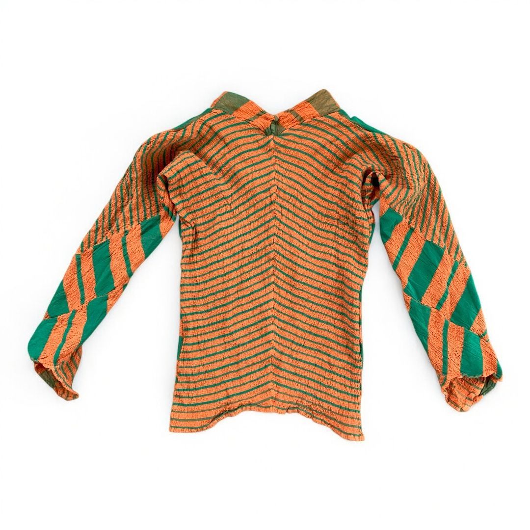 ISSEY MIYAKE A-POC 立体デザイン ストレッチトップス ストライプ オレンジ グリーン 日本製 ISSEY MIYAKE A-POC 立体デザイン ストレッチトップス ストライプ オレンジ グリーン 日本製
