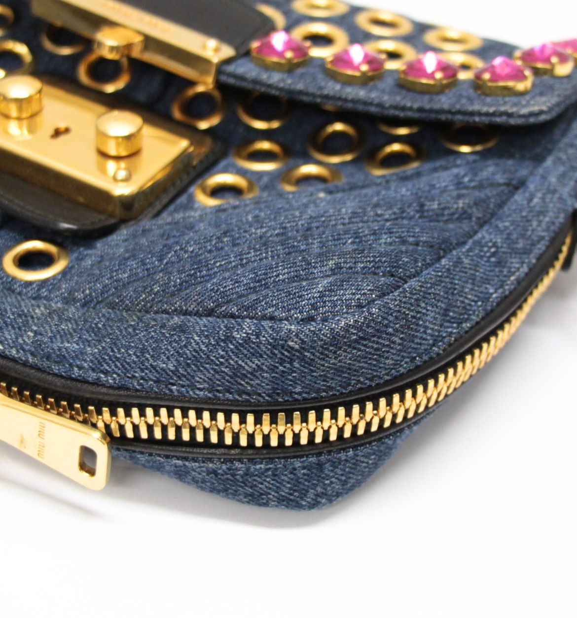 ミュウミュウ miumiu バイカー ショルダーバッグ ビジュースタッズ