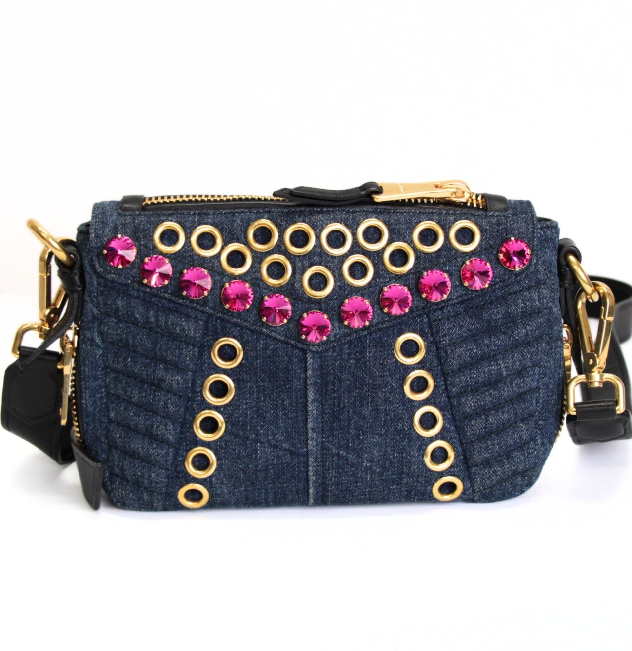 ミュウミュウ miumiu バイカー ショルダーバッグ ビジュースタッズ