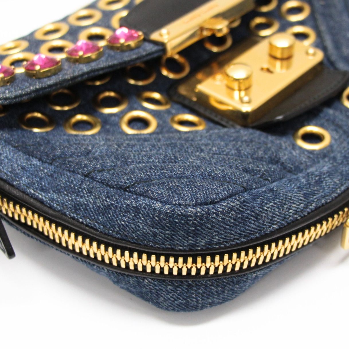 ミュウミュウ miumiu バイカー ショルダーバッグ ビジュースタッズ