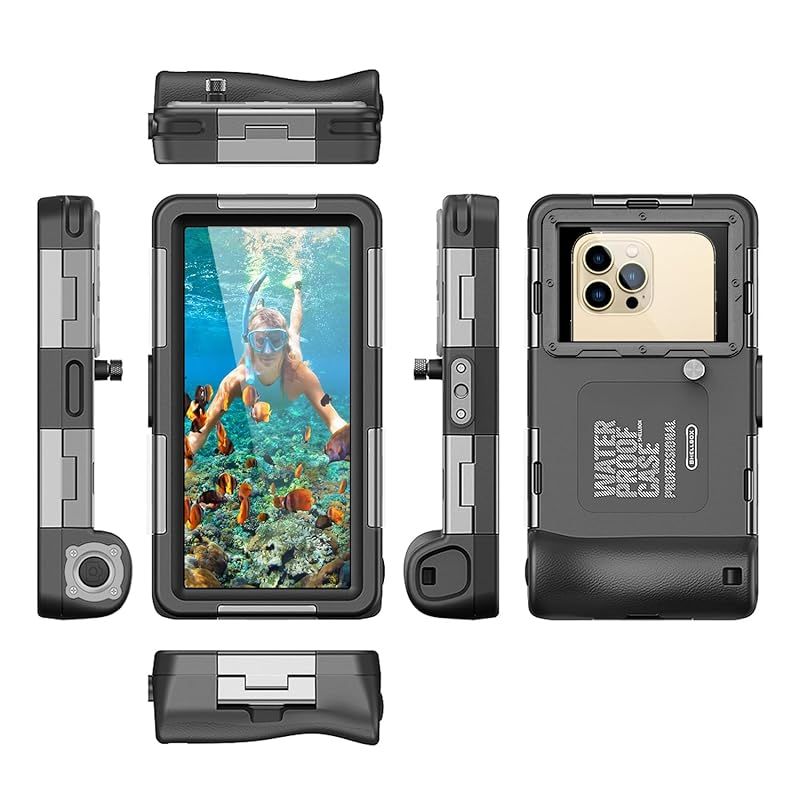 【新品】 iPhone 用水中撮影ケース IPX8防水レベルまで15mまで潜水可能 スマホ用防水ポーチ 夏フェス・お風呂・海水浴・温泉・お釣り用 ストラップ付き (ブラック) 0