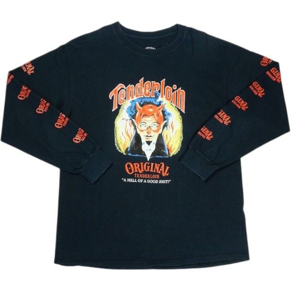 Size【M】 TENDERLOIN テンダーロイン TEE L/S O.N BLACK ロンT 黒