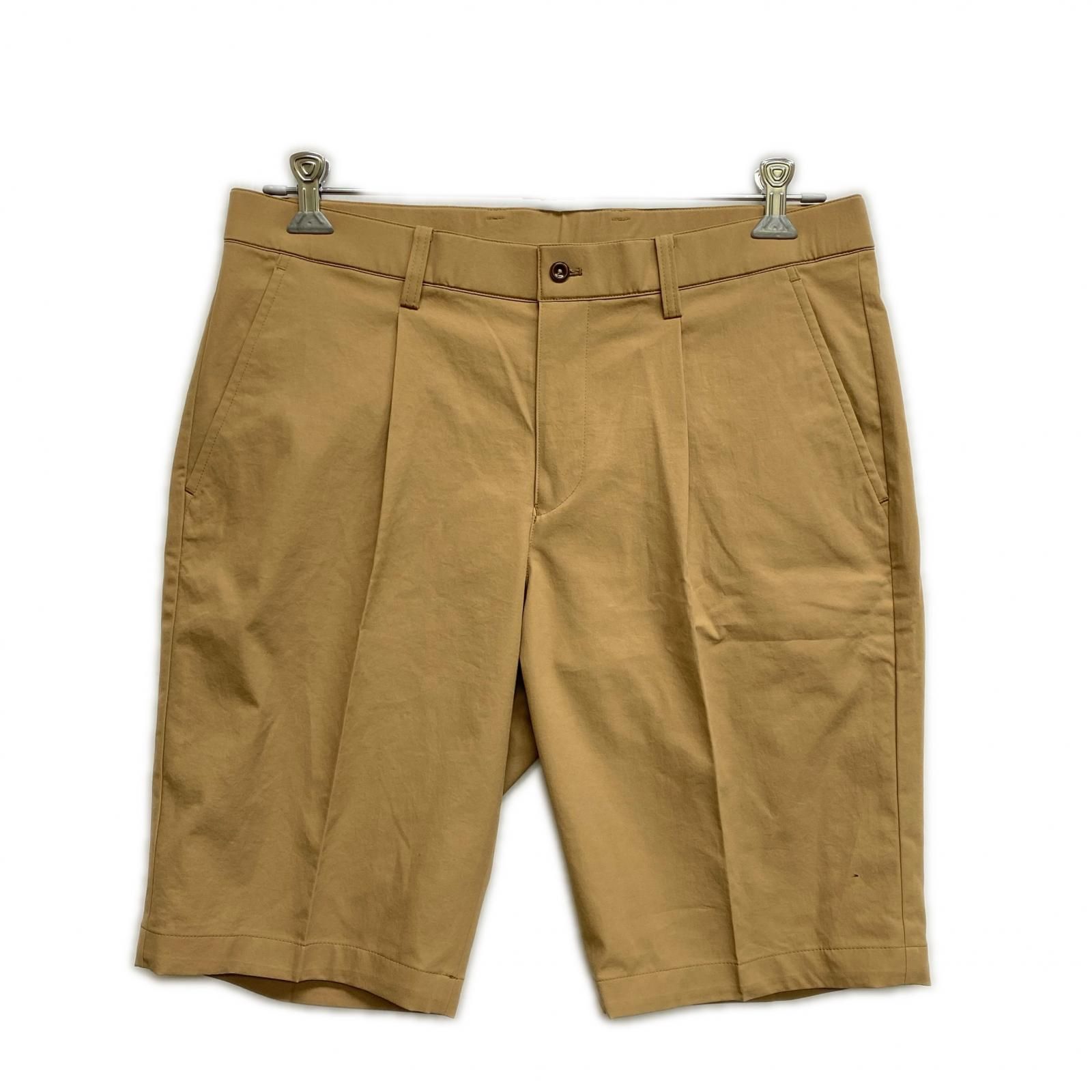 未使用品 メンズ ビームスゴルフ BEAMSGOLF ハーフパンツ 52(XXL) ベージュ 大きい 撥水 プリーツ