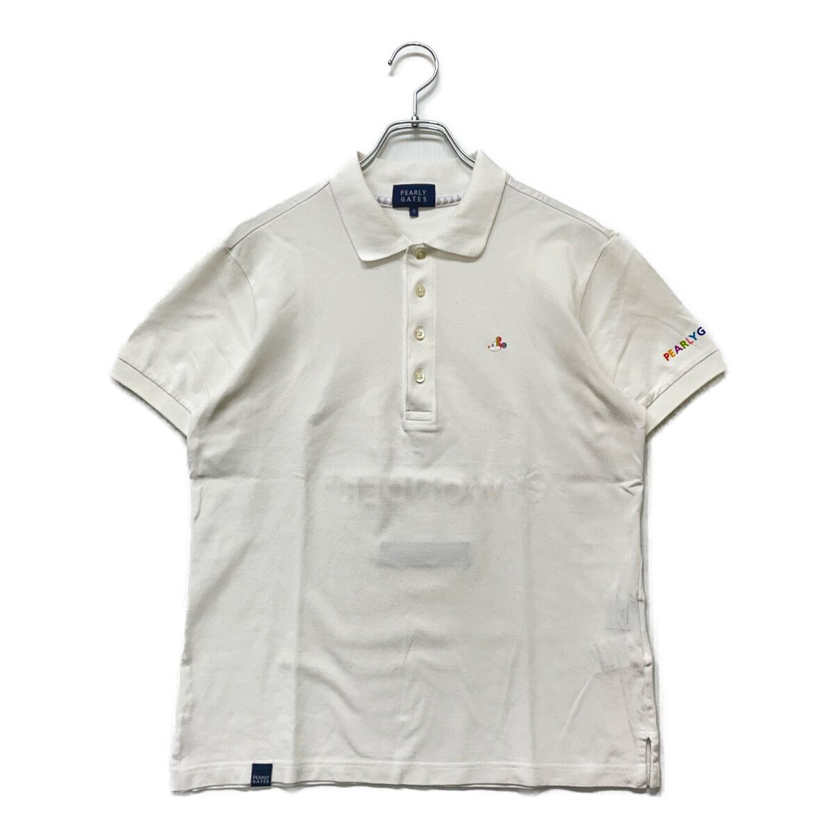 中古 メンズ パーリーゲイツ PEARLY GATES 半袖ポロシャツ 4(M) 白 ホワイト ミッキー ディズニー創立100周年