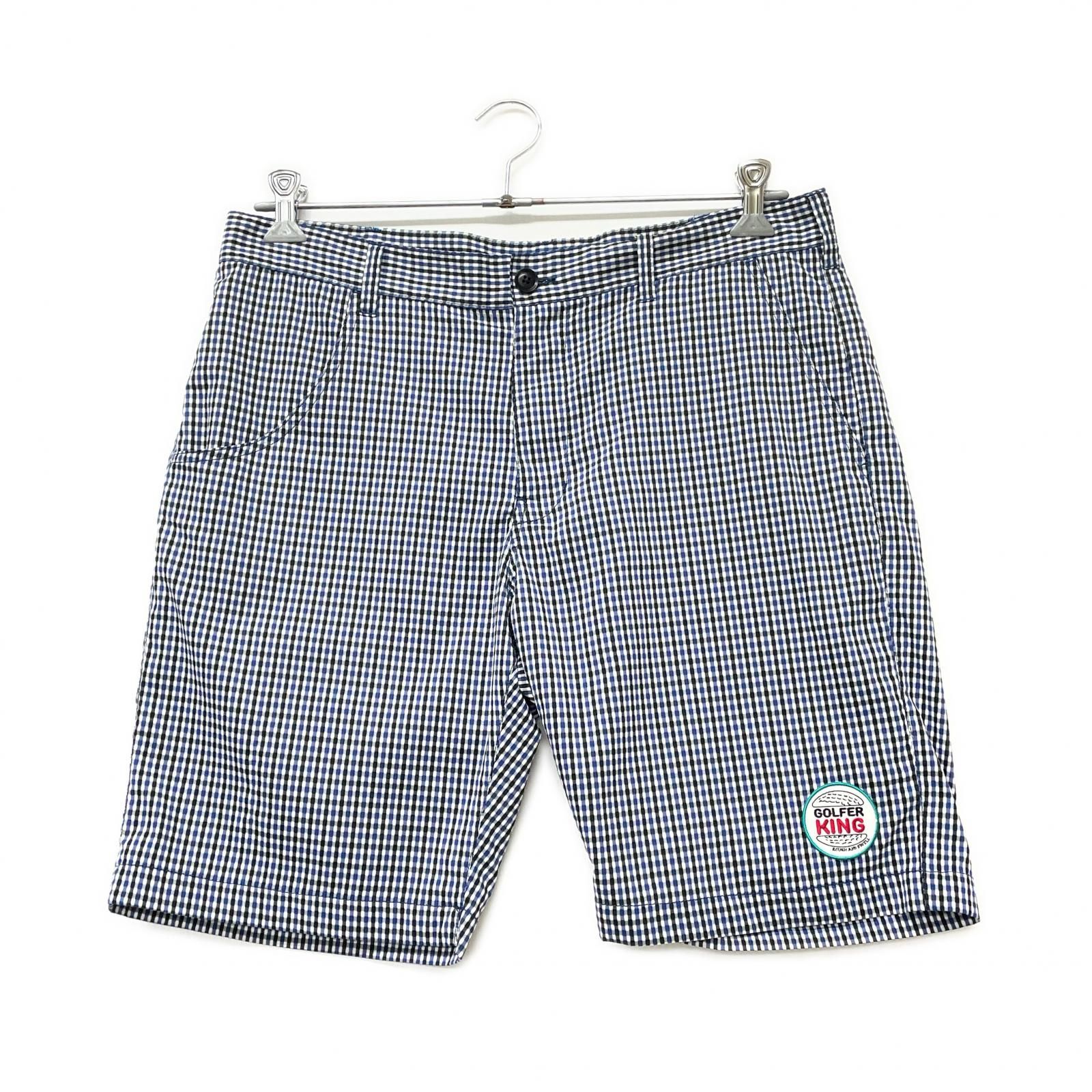 中古 メンズ ラフ＆スウェル rough&swell ハーフパンツ XL 青系 ブルー メッシュ裏地 チェック柄