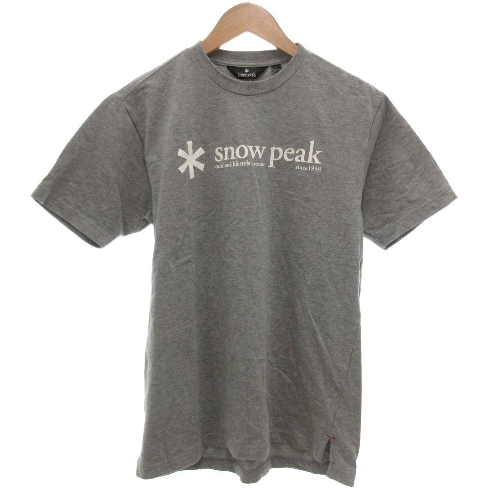 スノーピーク snowpeak 美品 Tシャツ 半袖 L クルーネック ロゴ プリント スリット グレー /KB ■GY06 5,244円