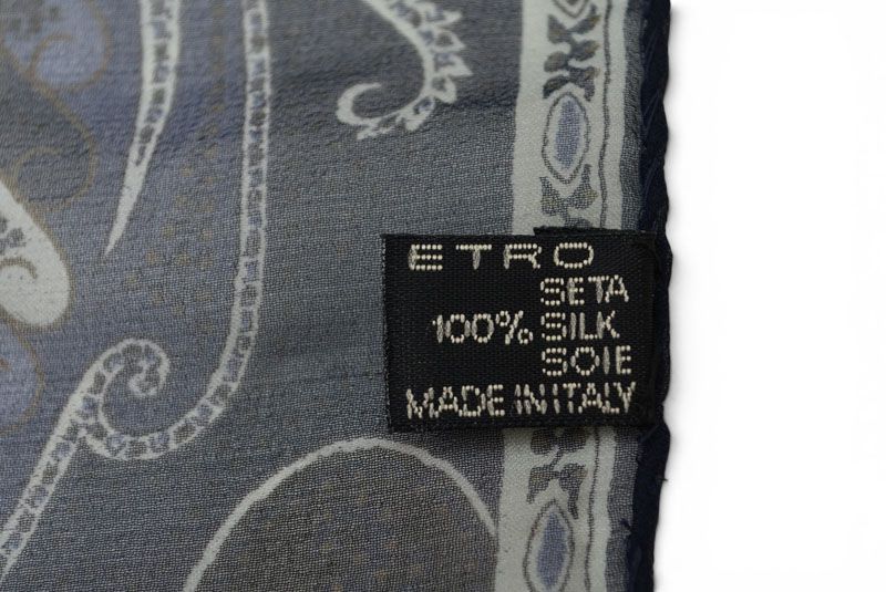 エトロ スカーフ ペイズリー柄 ネイビー系 ETRO ヴィンテージ フリンジ