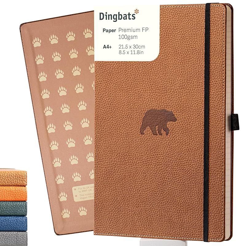 【新品】 Dingbats* - 野生動物 特大 ドット ノートa4 - ハードカバー PU 革 ジャーナル - 理想的な仕事、旅行、ビジネスノート - と ポケット, 弾性クロージャー, ペンホルダー, しおり 0