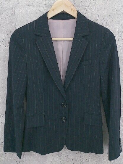 ◇ green label relaxing グリーンレーベル UNITED ARROWS ピンストライプ 2B 長袖 テーラード ジャケット 36 ネイビー * 【1002796639371】