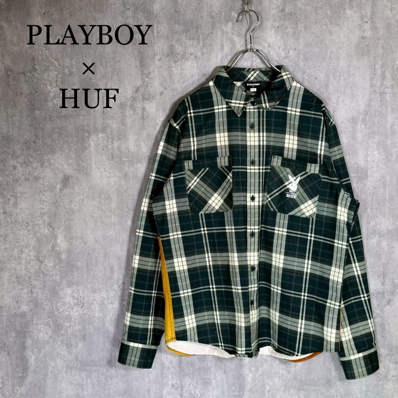 『PLAYBOY×HUF』プレイボーイ×ハフ（L）プレイボーイ モナーク ロングスリーブ フランネルシャツ