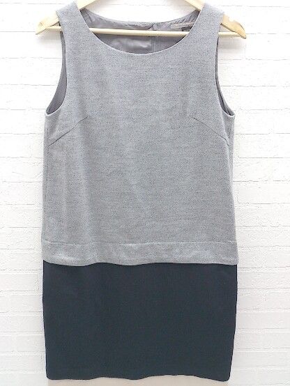 ◇ DOUBLE STANDARD CLOTHING ダブルスタンダードクロージング ノースリーブ 膝下丈 ワンピース F グレー ネイビー * 【1002796661686】