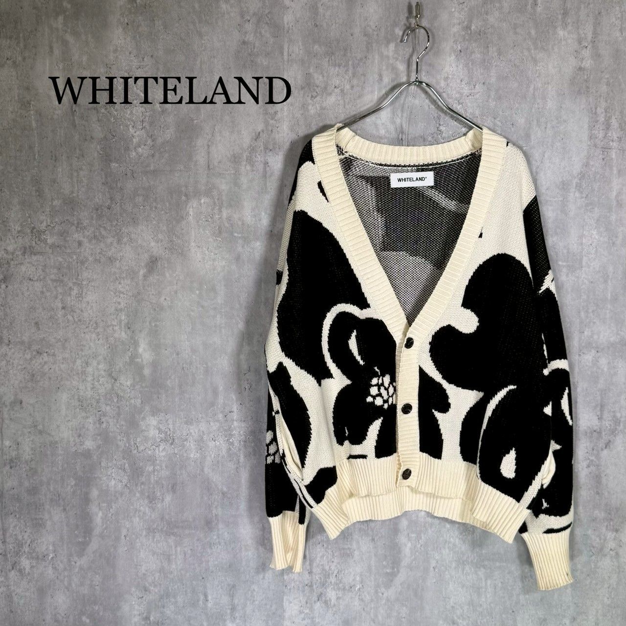 『WHITELAND』ホワイトランド（F）FLOWER CARDIGAN フラワーカーディガン