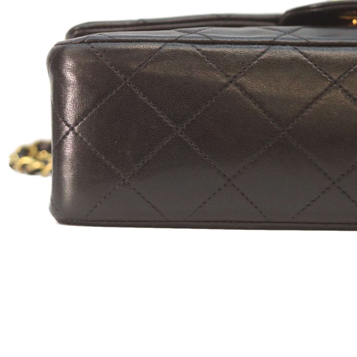 CHANEL シャネル A01113 黒ラム ゴールド金具 Wフラップ マトラッセ23 