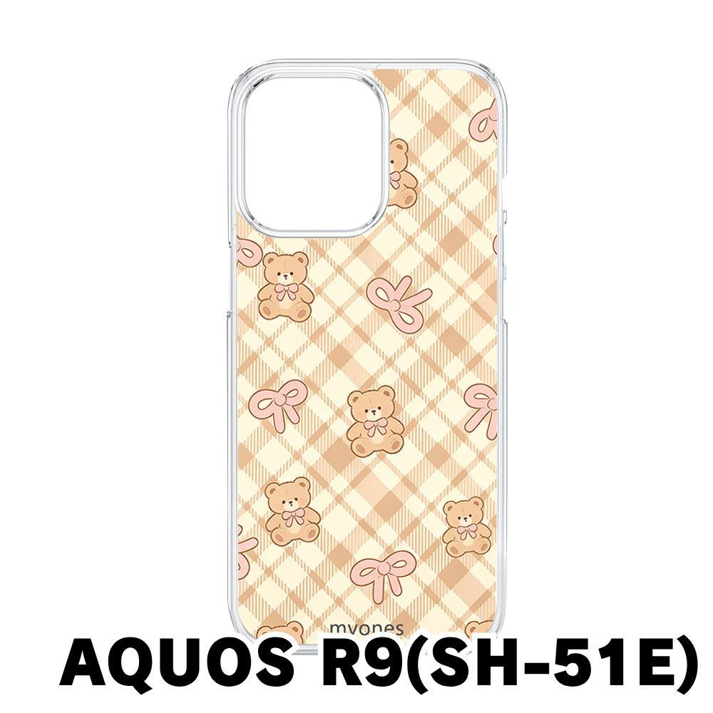新品未使用】AQUOS R9 SH-51E クリア ハードケース (熊とチェック柄