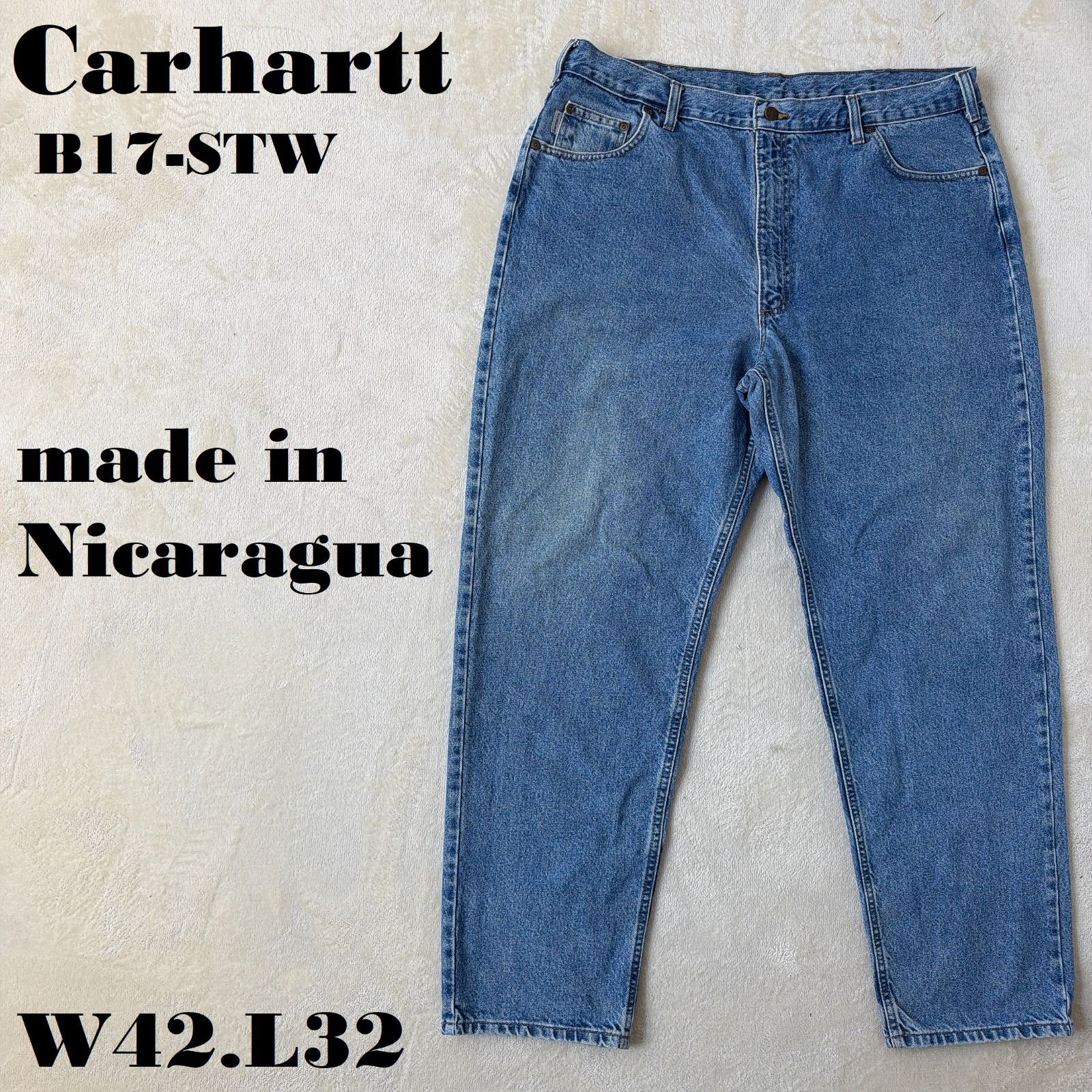 Carhartt W42L32 B17-STW ニカラグア製 ブルーデニム テーパード 