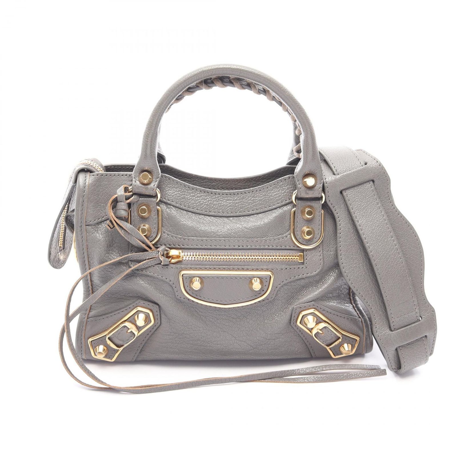 バレンシアガ BALENCIAGA ハンドバッグ クラシック メタリック エッジ ミニ シティ 2WAY 390160 グレー レザー クラシック メタリック エッジ ミニ シティ レディース