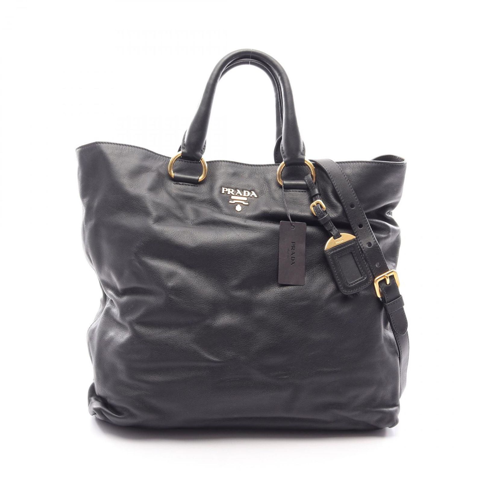 プラダ PRADA トートバッグ SOFT CALF 2WAY ブラック レザー 2wayトートバッグ レディース Used A
