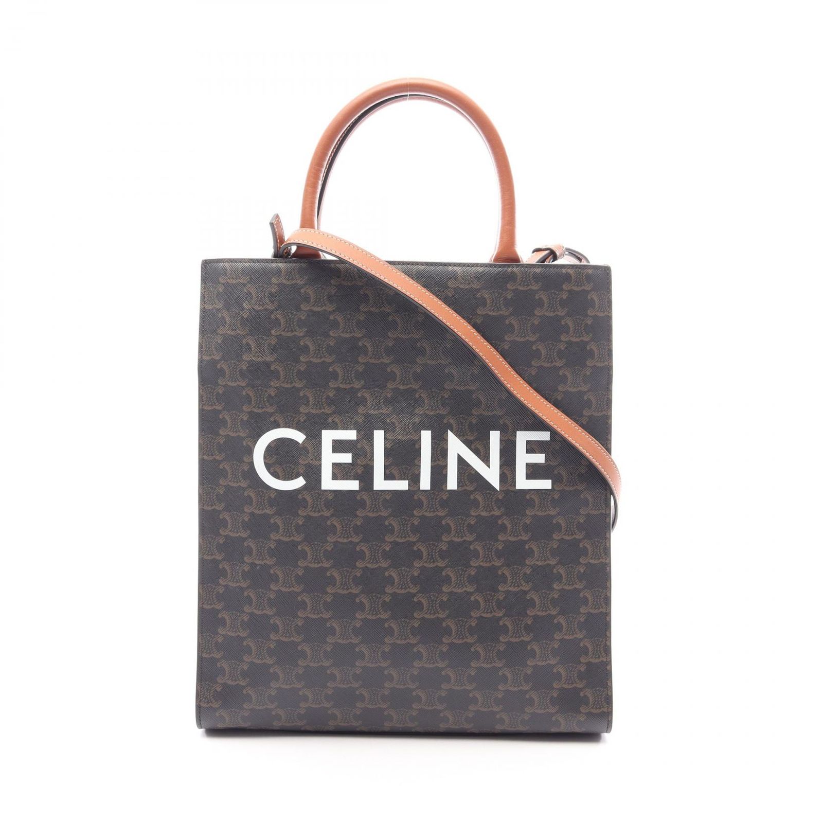 セリーヌ CELINE トートバッグ スモール バーティカル カバ トリオンフ 2WAY 191542 ブラック/ブラウン PVCコーティングキャンバス レザー トリオンフ バーティカル カバ スモール