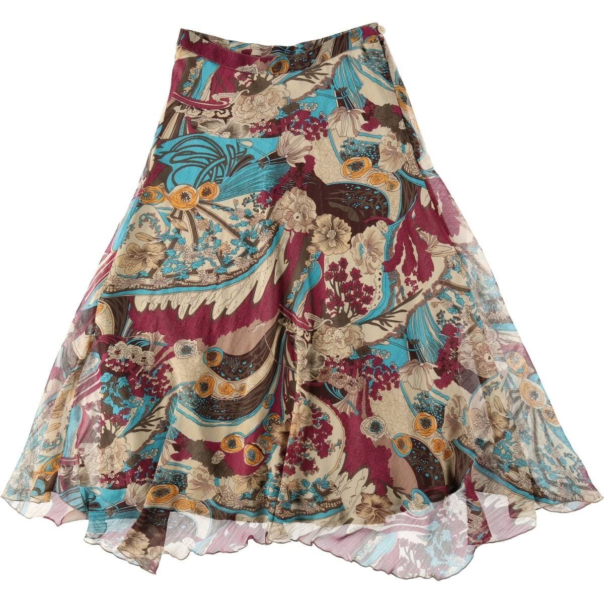 古着 NIASTYLE 総柄 ボタニカル柄 ミモレ丈 フレアスカート レディースL相当/eaa619339 6,103円