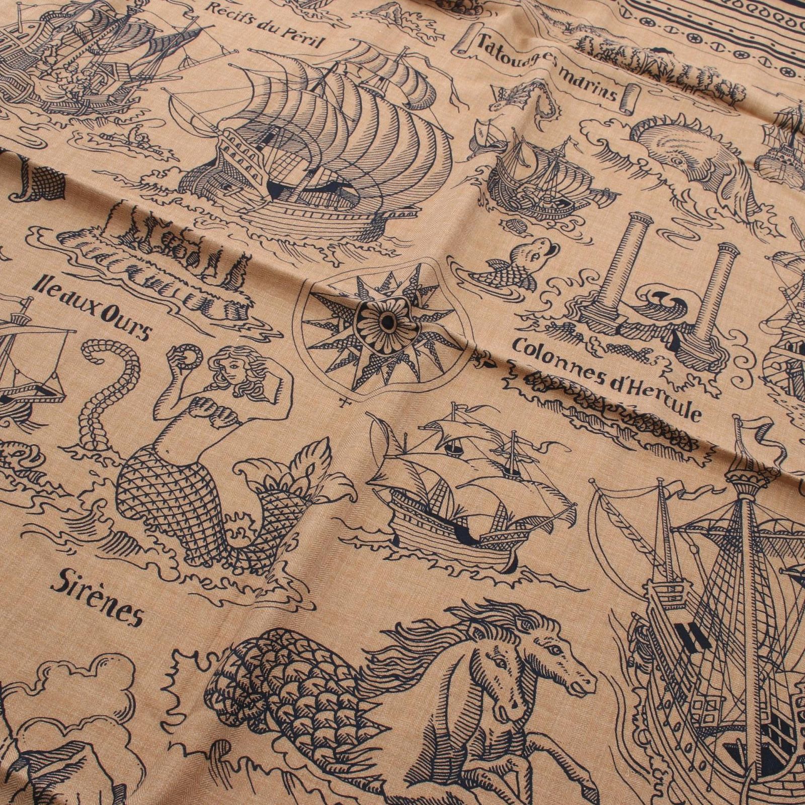 エルメス HERMES スカーフ カレジェアン カレ140 Tatouages Marins Bandana シルク カレジェアン レディース Used A