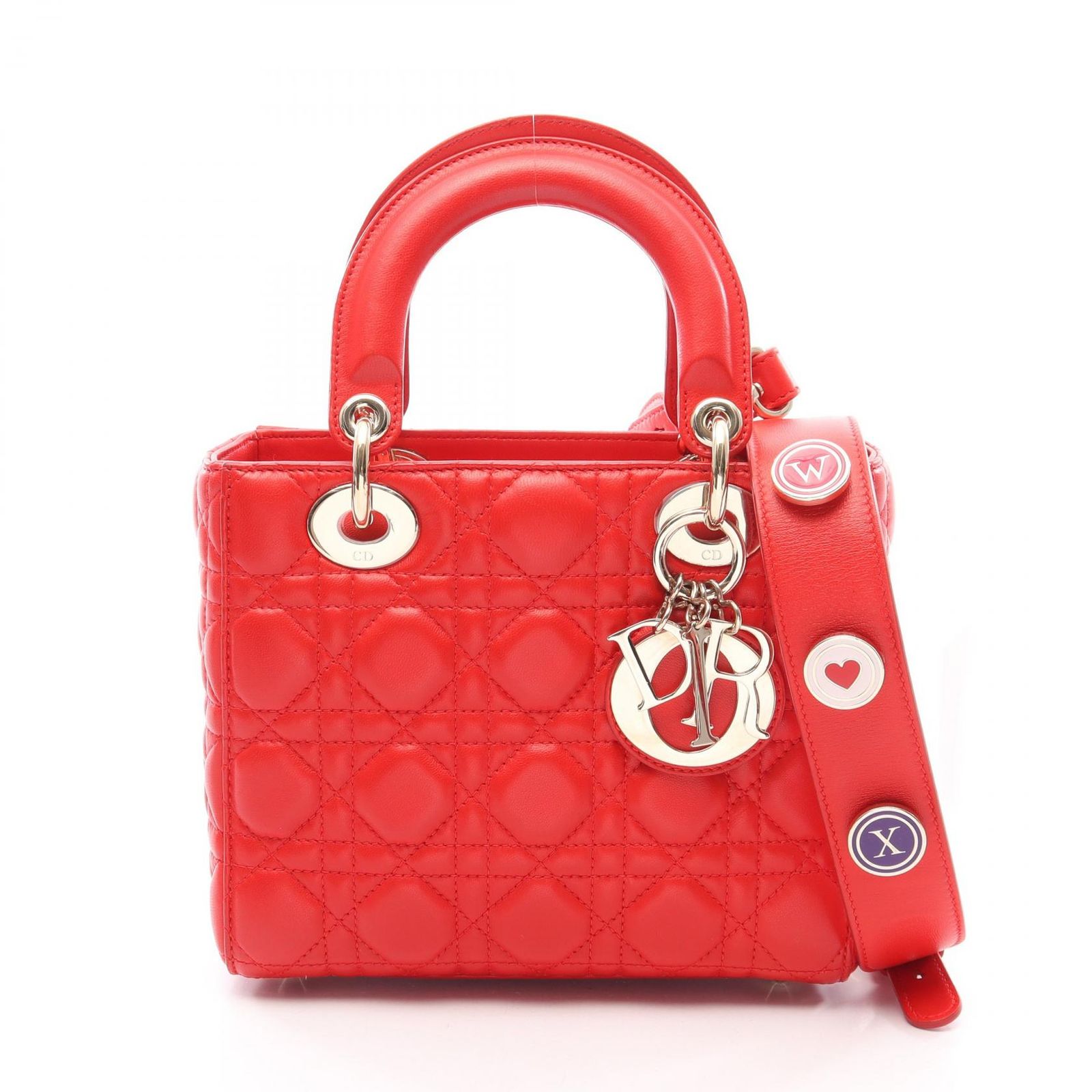 ディオール Dior ハンドバッグ LADY DIOR MY ABCDIOR レディディオール スモール カナージュ 2WAY レッド レザー レディディオール カナージュ 2wayトート スモール