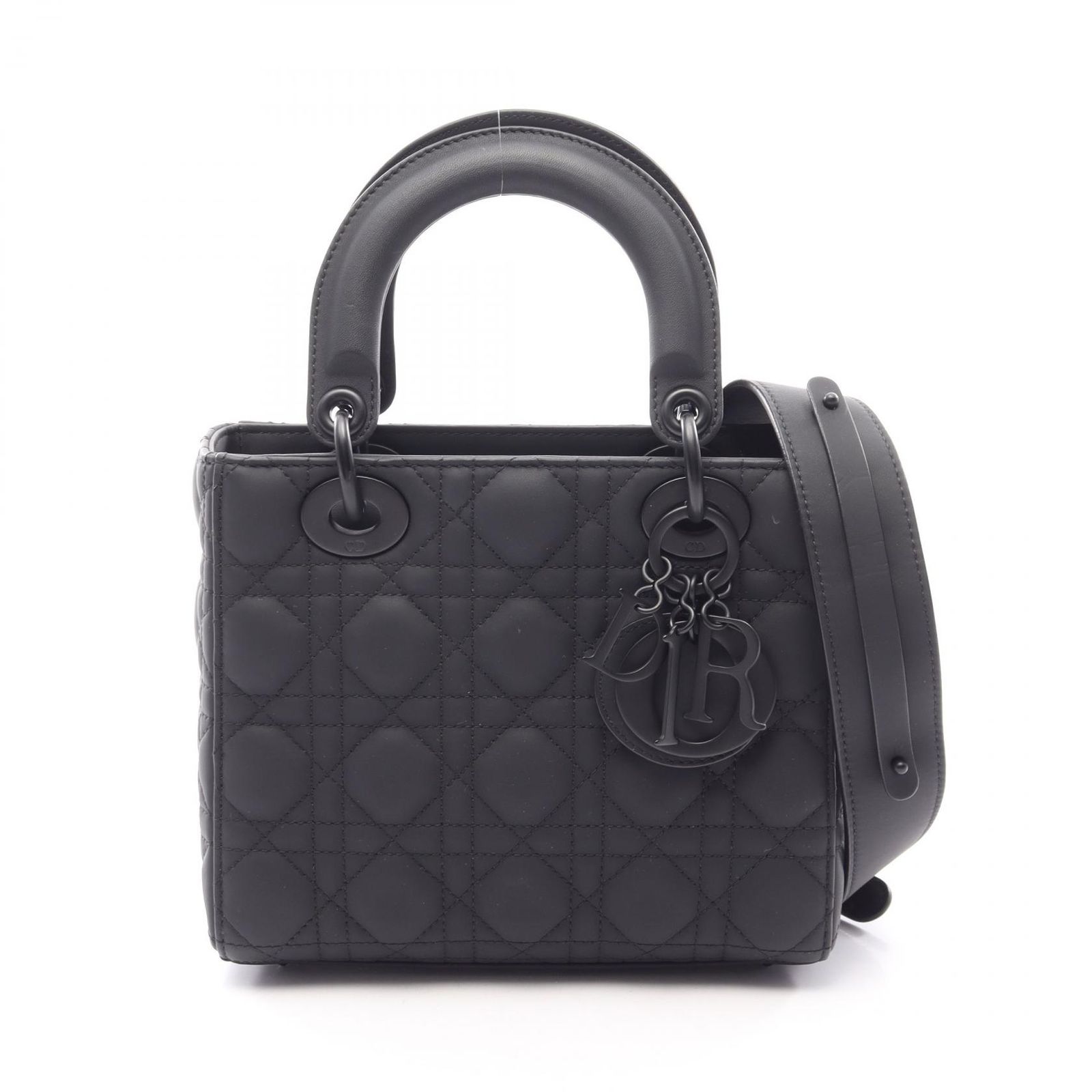ディオール Dior ハンドバッグ LADY DIOR MY ABCDIOR レディディオール スモール カナージュ 2WAY マットブラック レザー レディディオール カナージュ 2wayトート スモール
