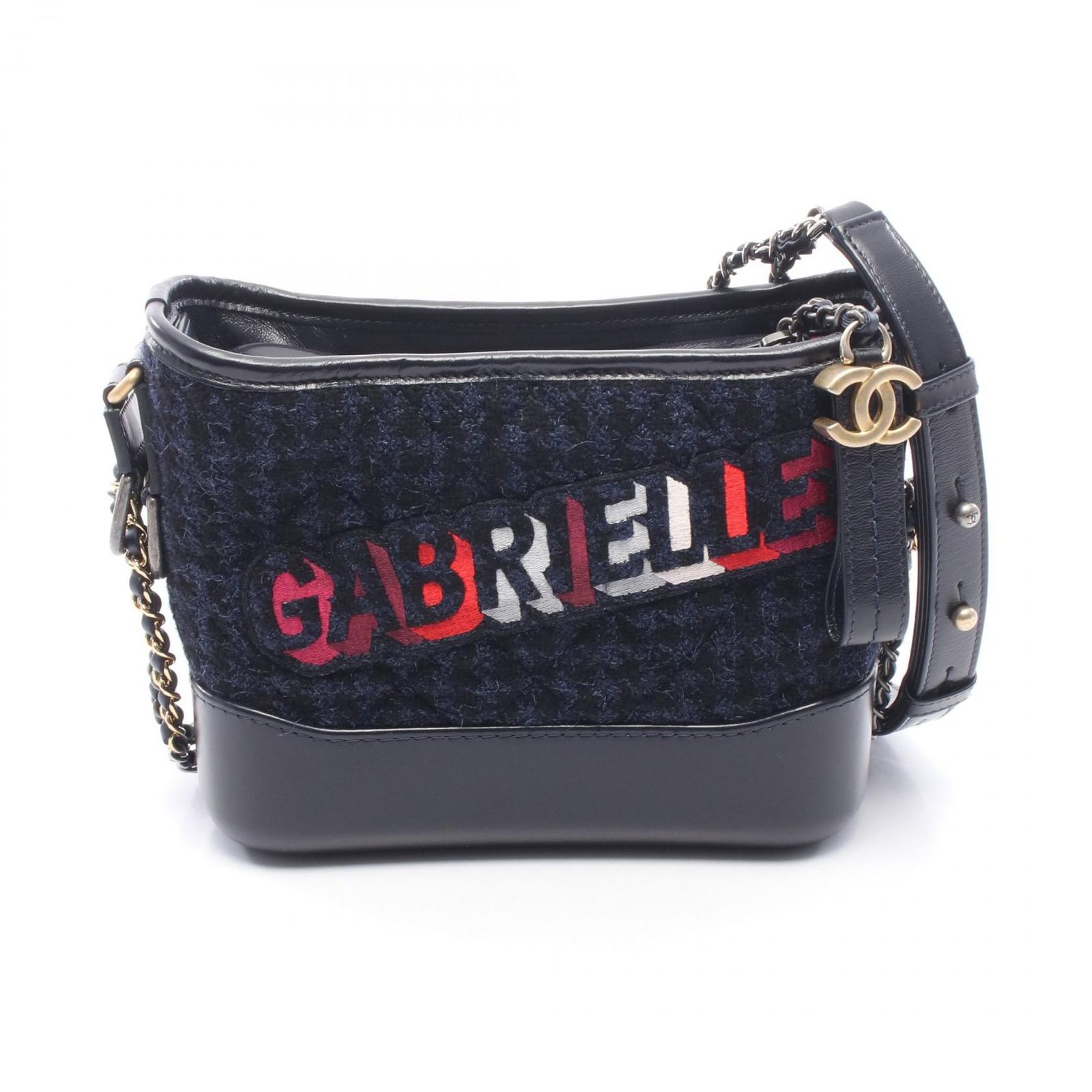 シャネル CHANEL ショルダーバッグ ガブリエル ドゥ シャネル スモール ホーボー A91810 ネイビー ファブリック レザー ガブリエル ドゥ スモール ホーボー チェーンショルダー