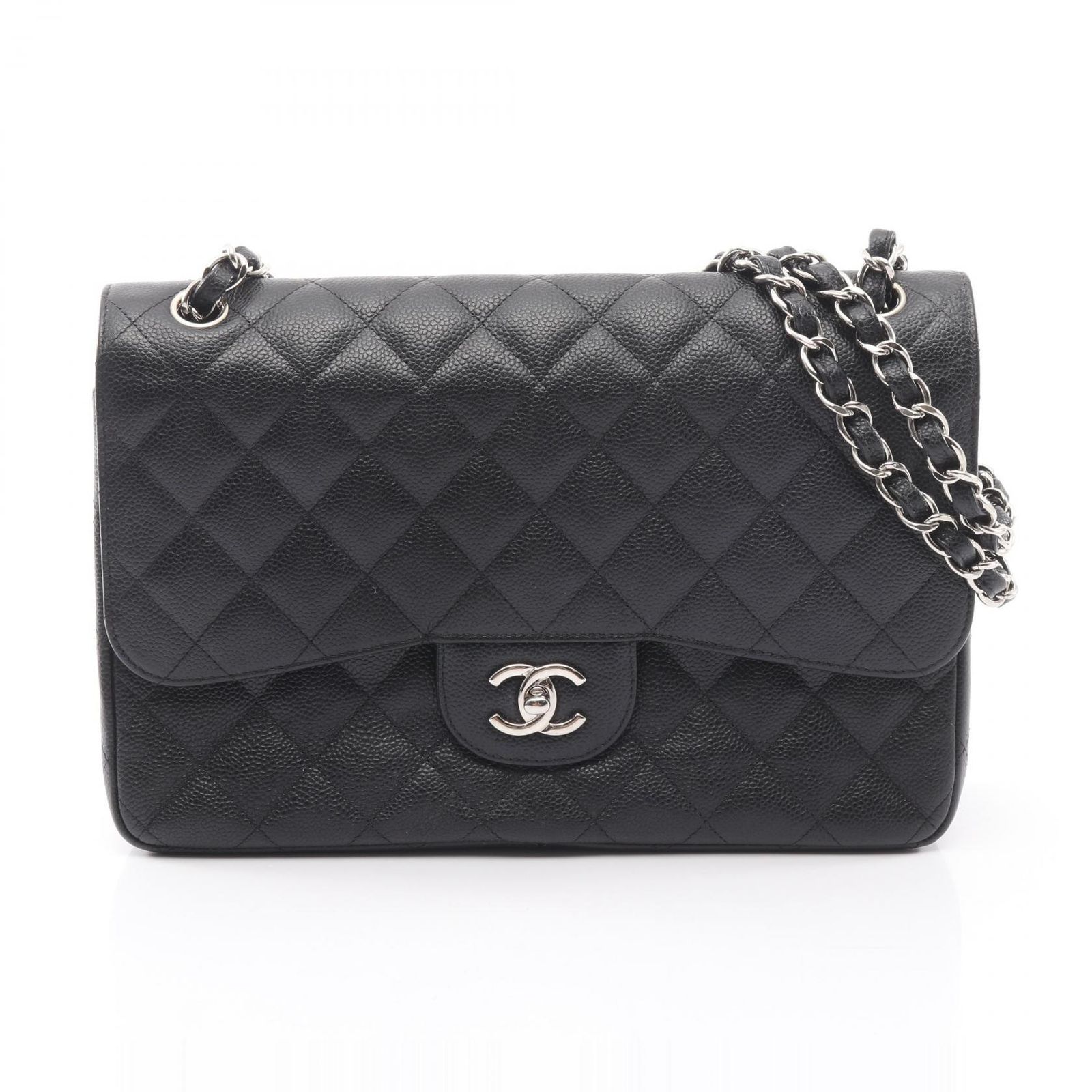 シャネル CHANEL ショルダーバッグ デカマトラッセ30 クラシック ラージ Wフラップ A58600 ブラック キャビアスキン(グレインドカーフ) デカマトラッセ チェーンショルダー