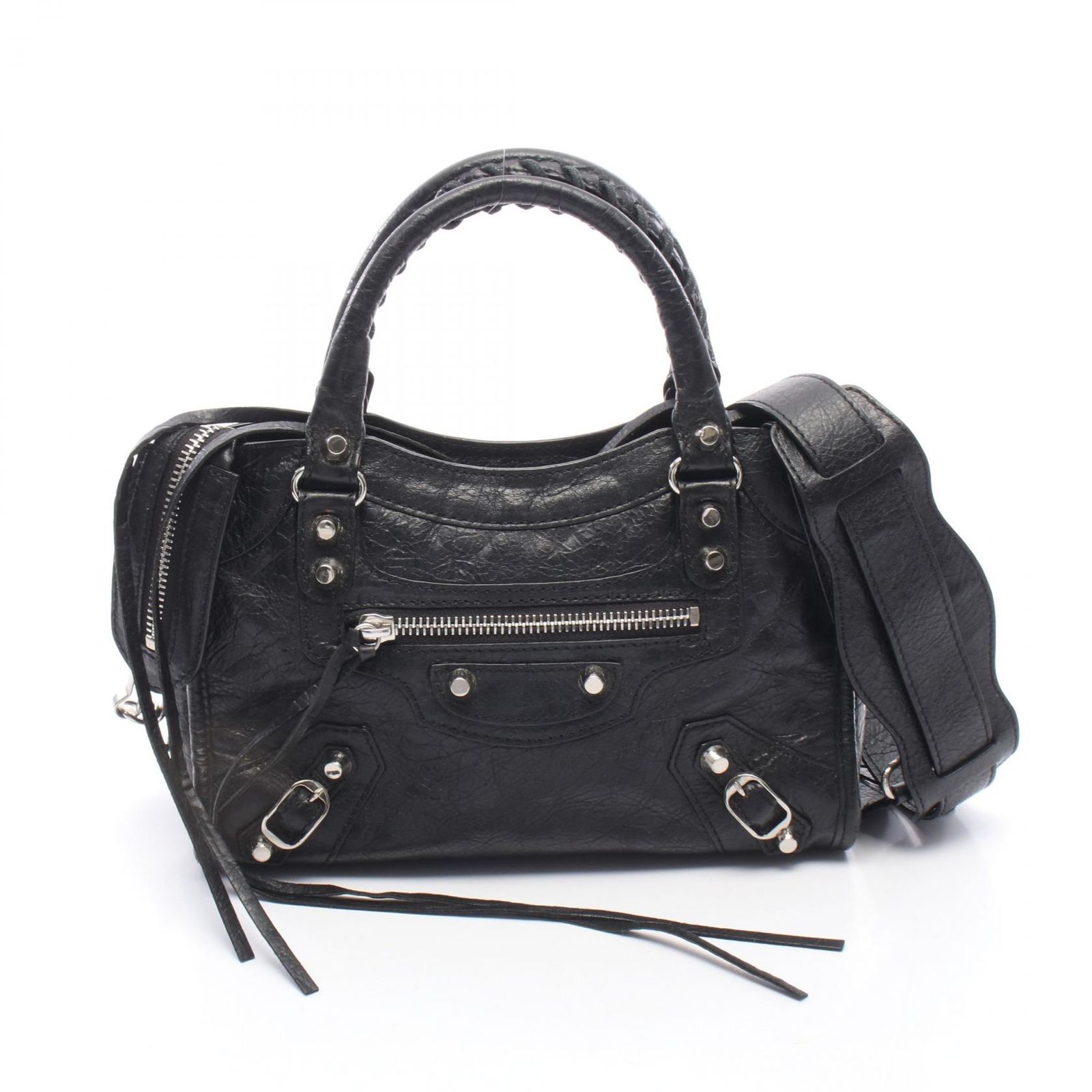 バレンシアガ BALENCIAGA ハンドバッグ クラシック ミニシティ 2WAY 300295 ブラック レザー クラシック ミニ シティ レディース Used B