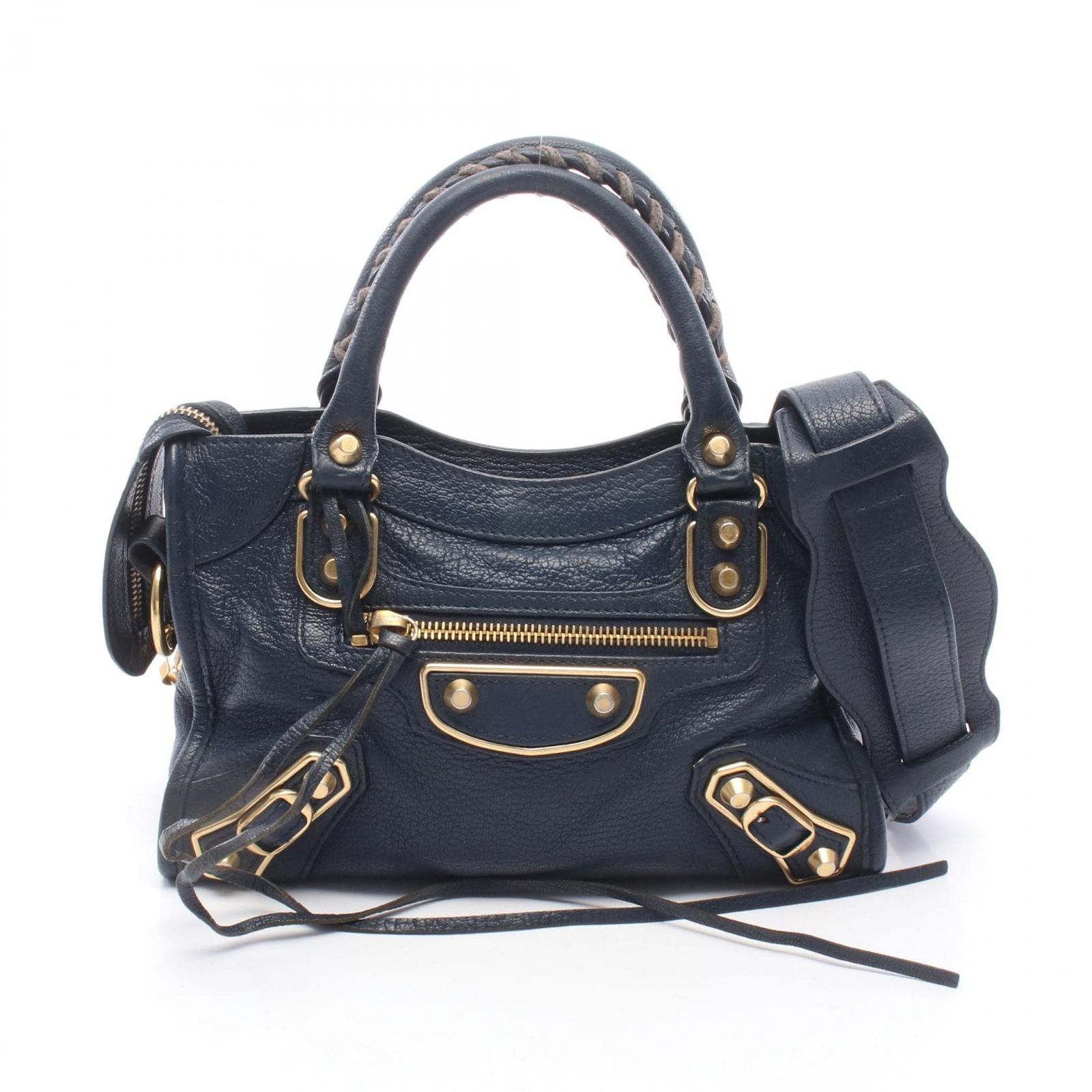 バレンシアガ BALENCIAGA ハンドバッグ クラシック メタリック エッジ ミニ シティ 2WAY 390160 ネイビー レザー クラシック メタリック エッジ ミニ シティ レディース