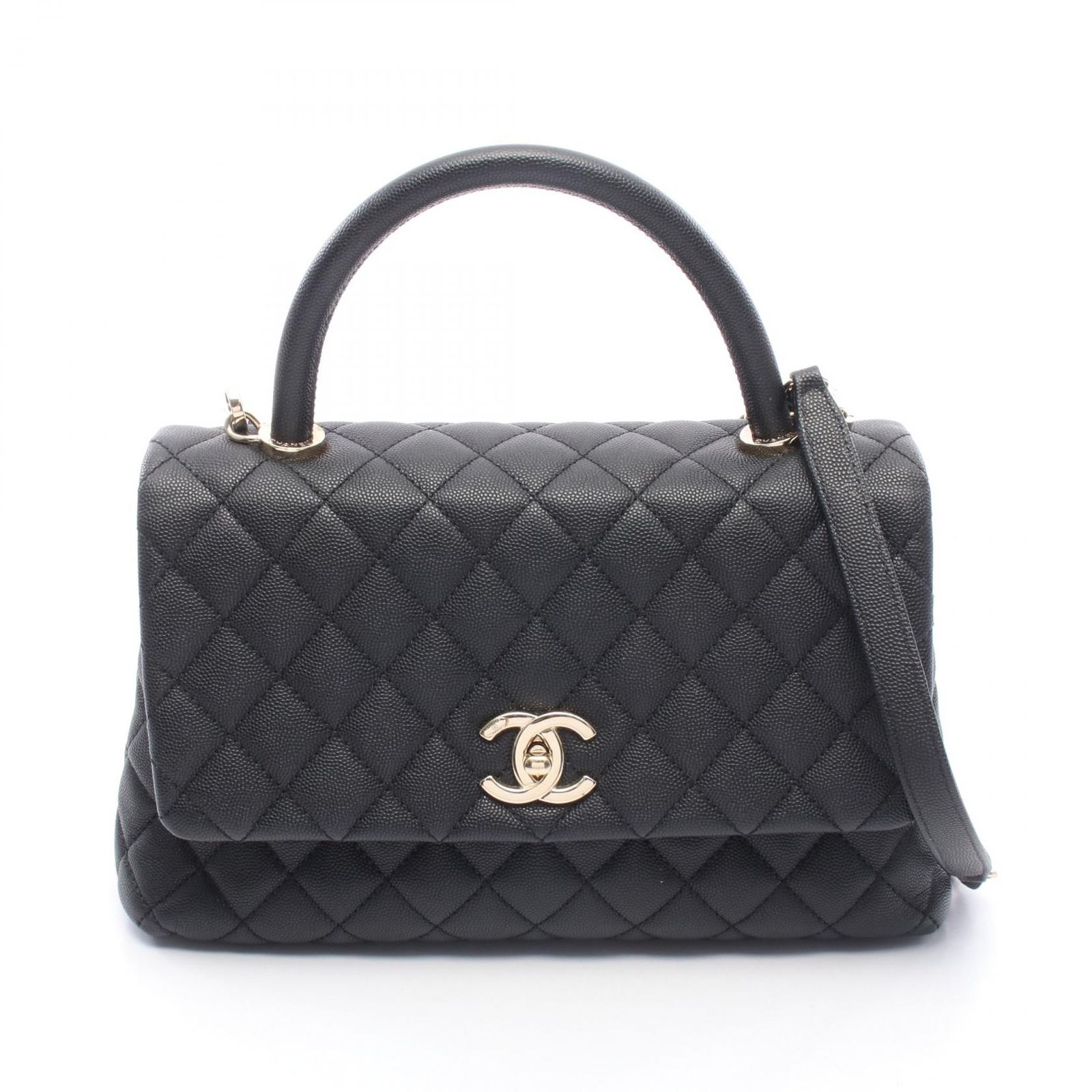 シャネル CHANEL ハンドバッグ ココハンドル29 トップハンドル フラップ バッグ マトラッセ 2WAY A92991 ブラック キャビアスキン(グレインドカーフ) ココハンドル マトラッセ 2wayチェーンショルダー