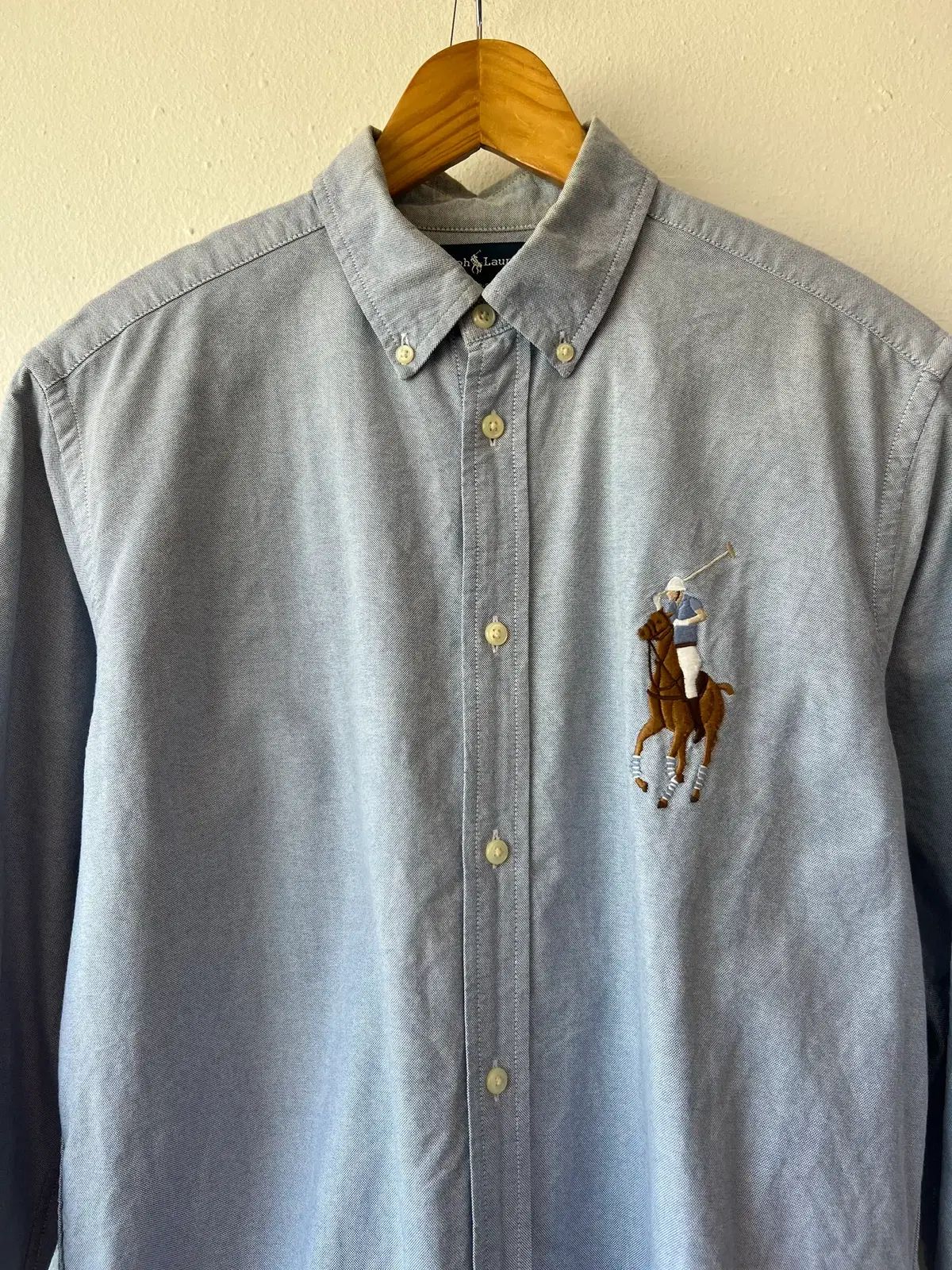 POLO RALPH LAUREN ジュニア ライトブルー デニム BIGポニー 刺繍 コットン 長袖シャツ XL