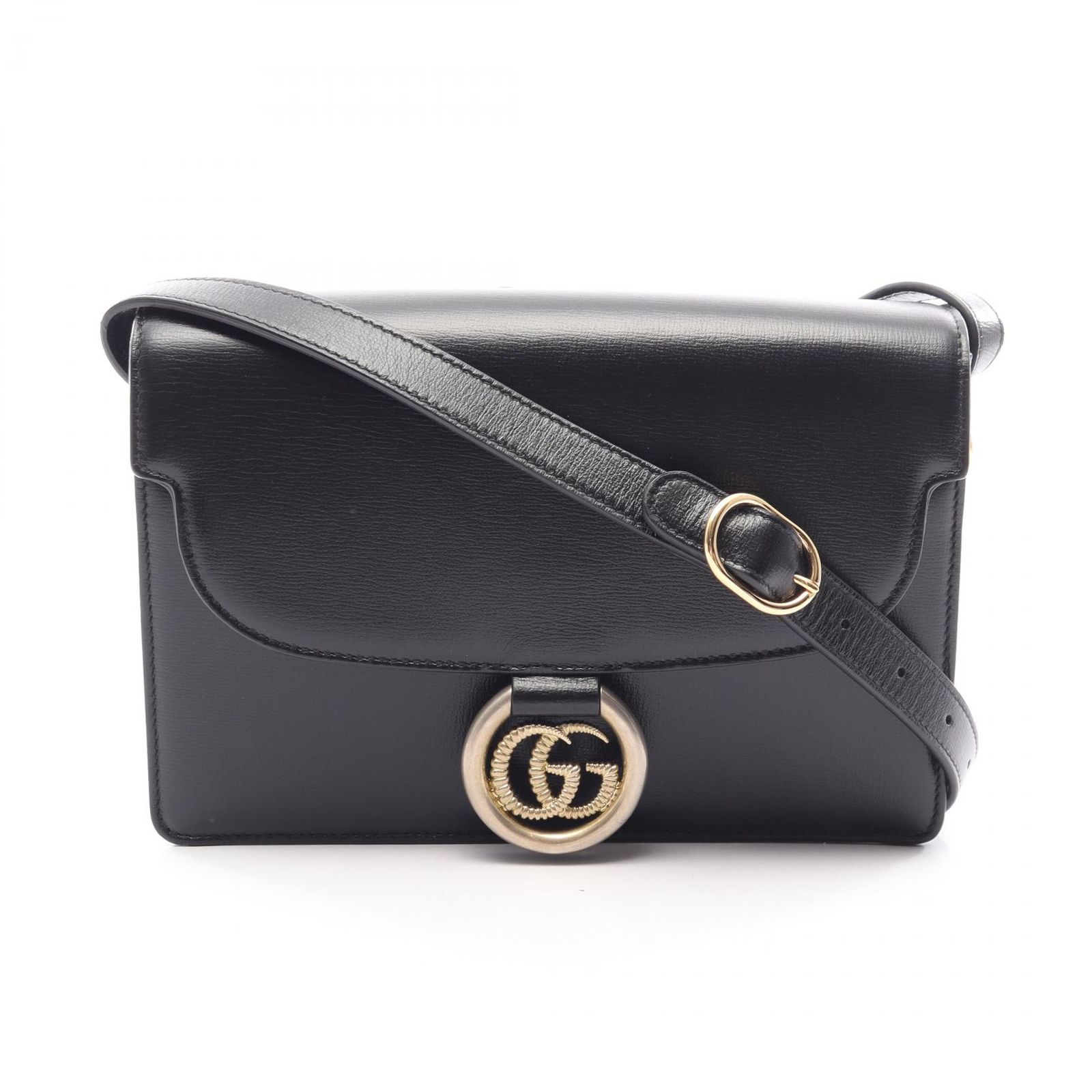 グッチ GUCCI ショルダーバッグ ダブルG 589474 ブラック レザー GGマーモント ショルダーバッグ レディース Used A