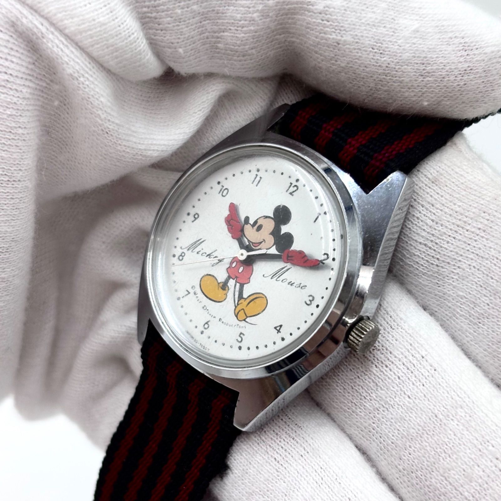 動作確認済　美品　セイコー　ディズニータイム　ミッキー　手巻　ビンテージ 稼動/70s/美品】SEIKO セイコー ディズニータイム ミッキーマウス 手
