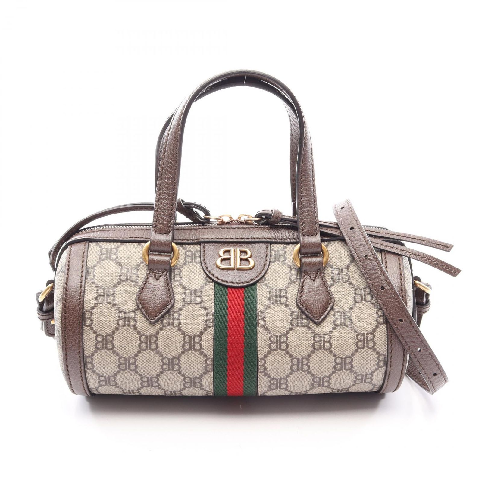 グッチ GUCCI ハンドバッグ BALENCIAGA × GUCCI ザ ハッカープロジェクト 2WAY 680123 ベージュ/ブラウン PVCコーティングキャンバス レザー GUCCI×Balenciaga 2wayハンドバッグ