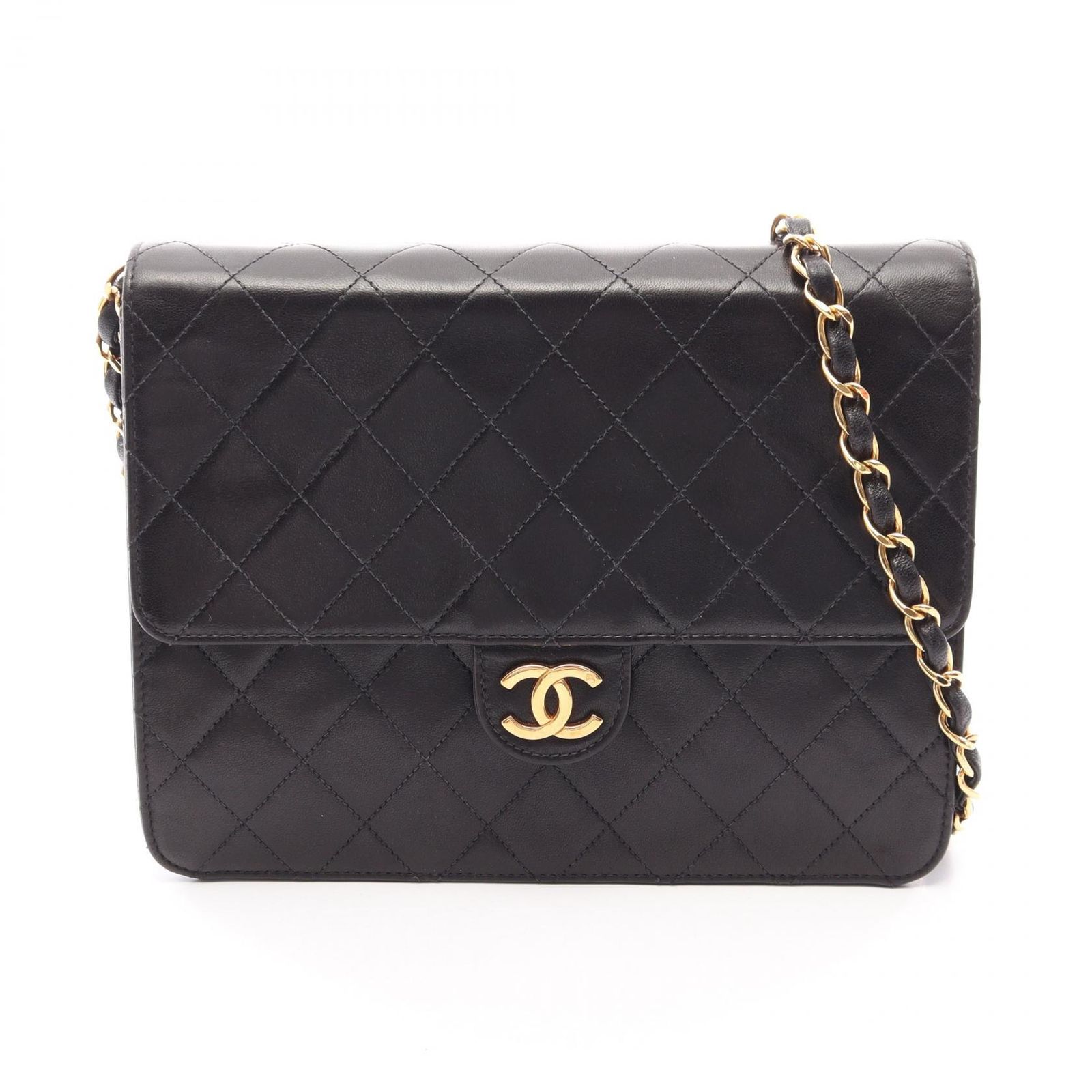 シャネル CHANEL ショルダーバッグ マトラッセ シングルフラップ プッシュロック A03569 ブラック ラムスキン（羊革） マトラッセ プッシュロック チェーンショルダー