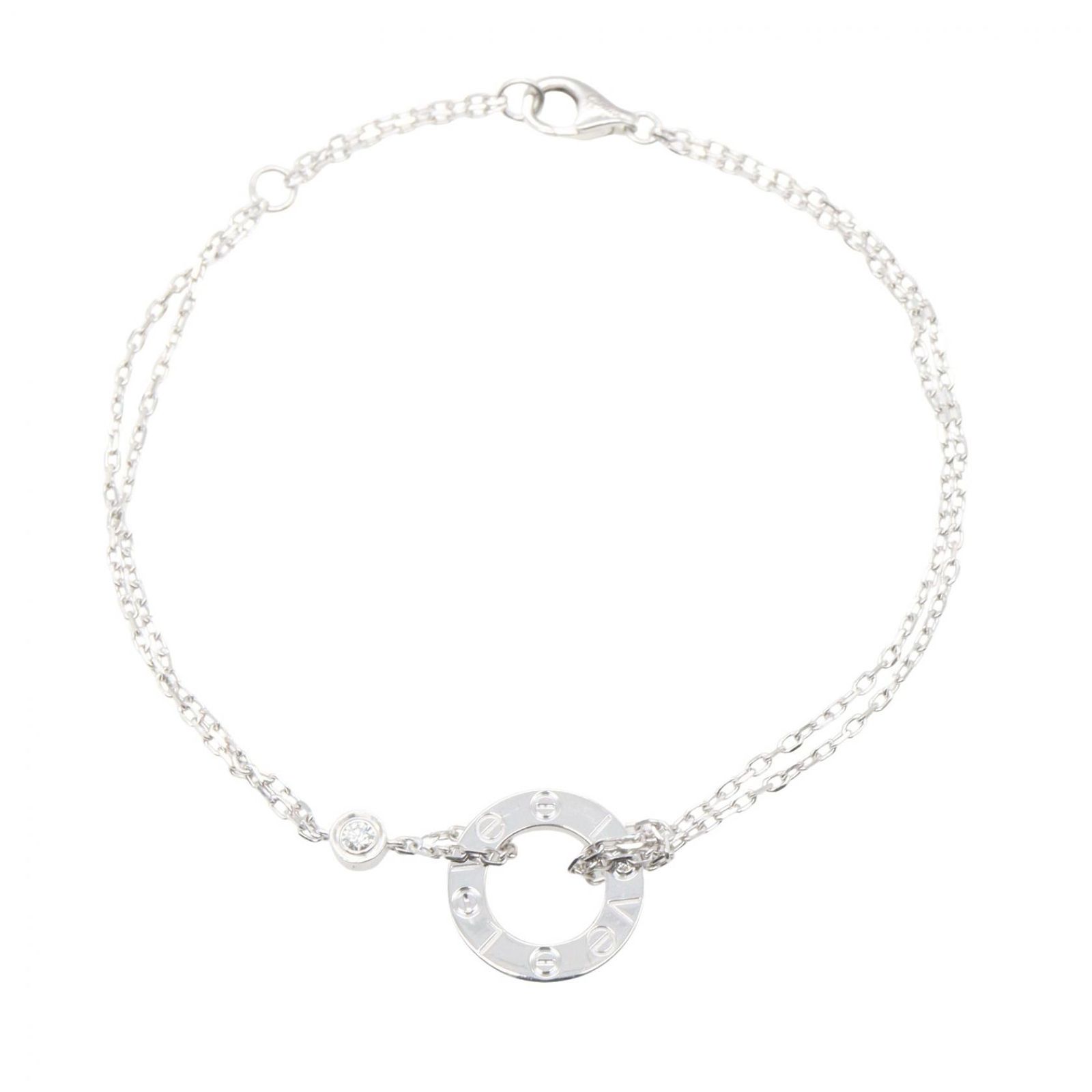 カルティエ CARTIER ブレスレット ラブサークル 2Pダイヤ ブレスレット 腕回り16/18㎝ K18WG（ホワイトゴールド） ダイヤモンド ラブサークル 2Pダイヤ ブレスレット