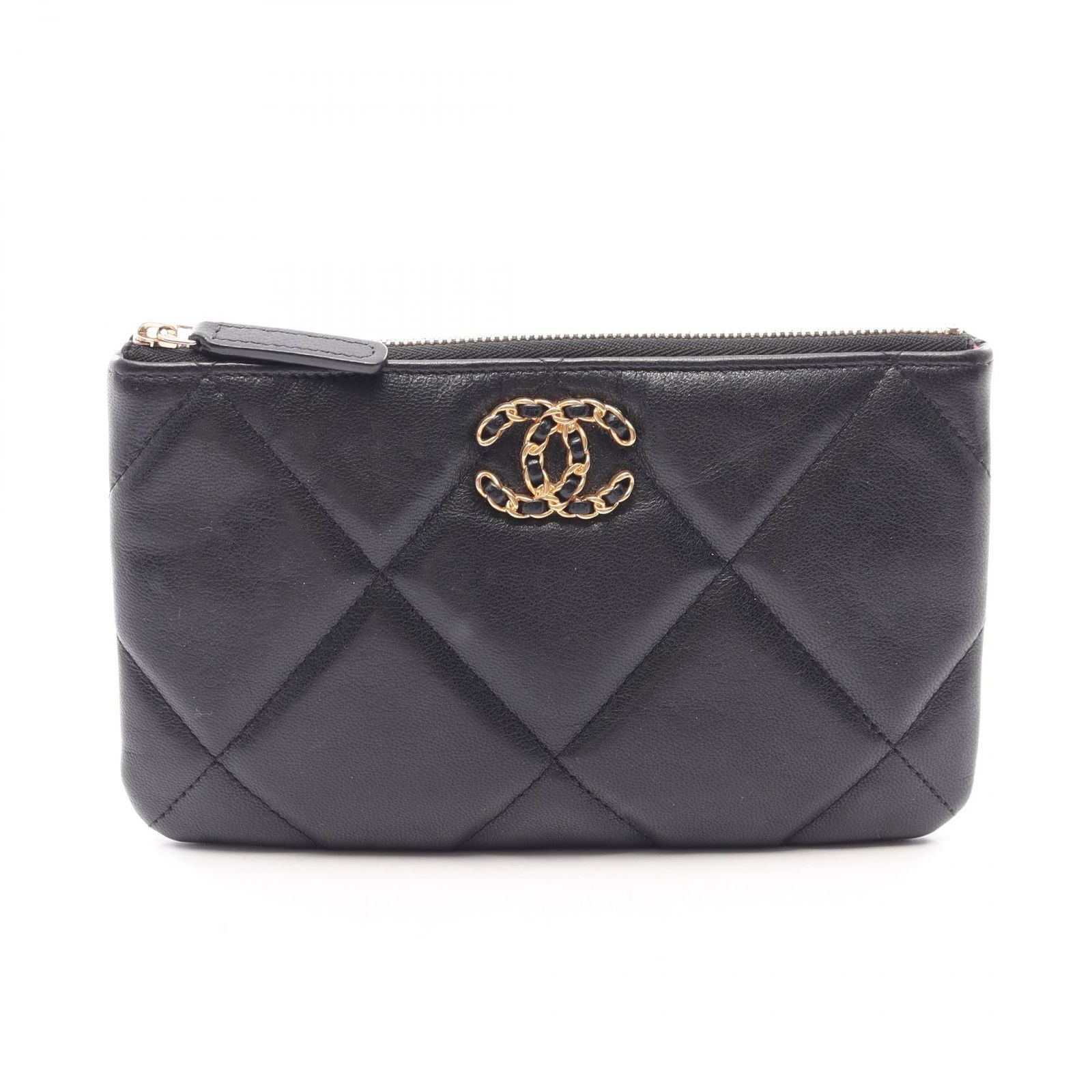 シャネル CHANEL ポーチ CHANEL19 マトラッセ ブラック ラムスキン（羊