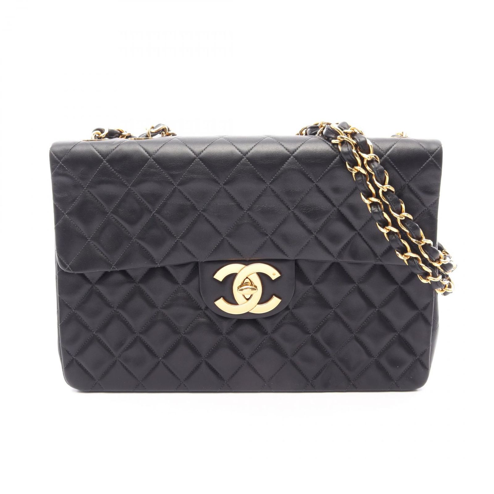 シャネル CHANEL ショルダーバッグ デカマトラッセ34 シングルフラップ ブラック ラムスキン（羊革） デカマトラッセ チェーンショルダー レディース Used A