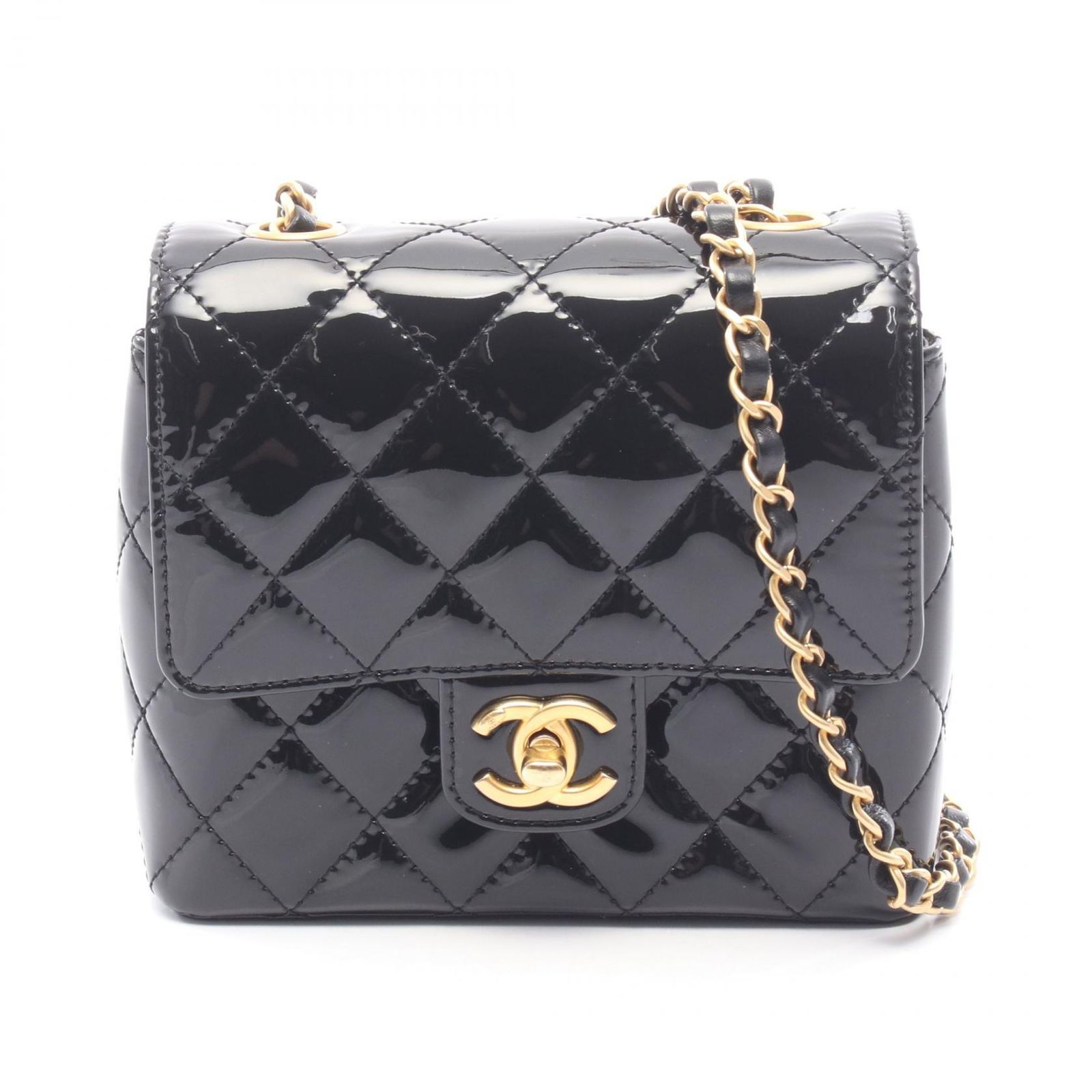 シャネル CHANEL ショルダーバッグ ミニマトラッセ チェーンショルダー AS3649 ブラック パテントレザー ミニマトラッセ チェーンショルダー レディース Used A