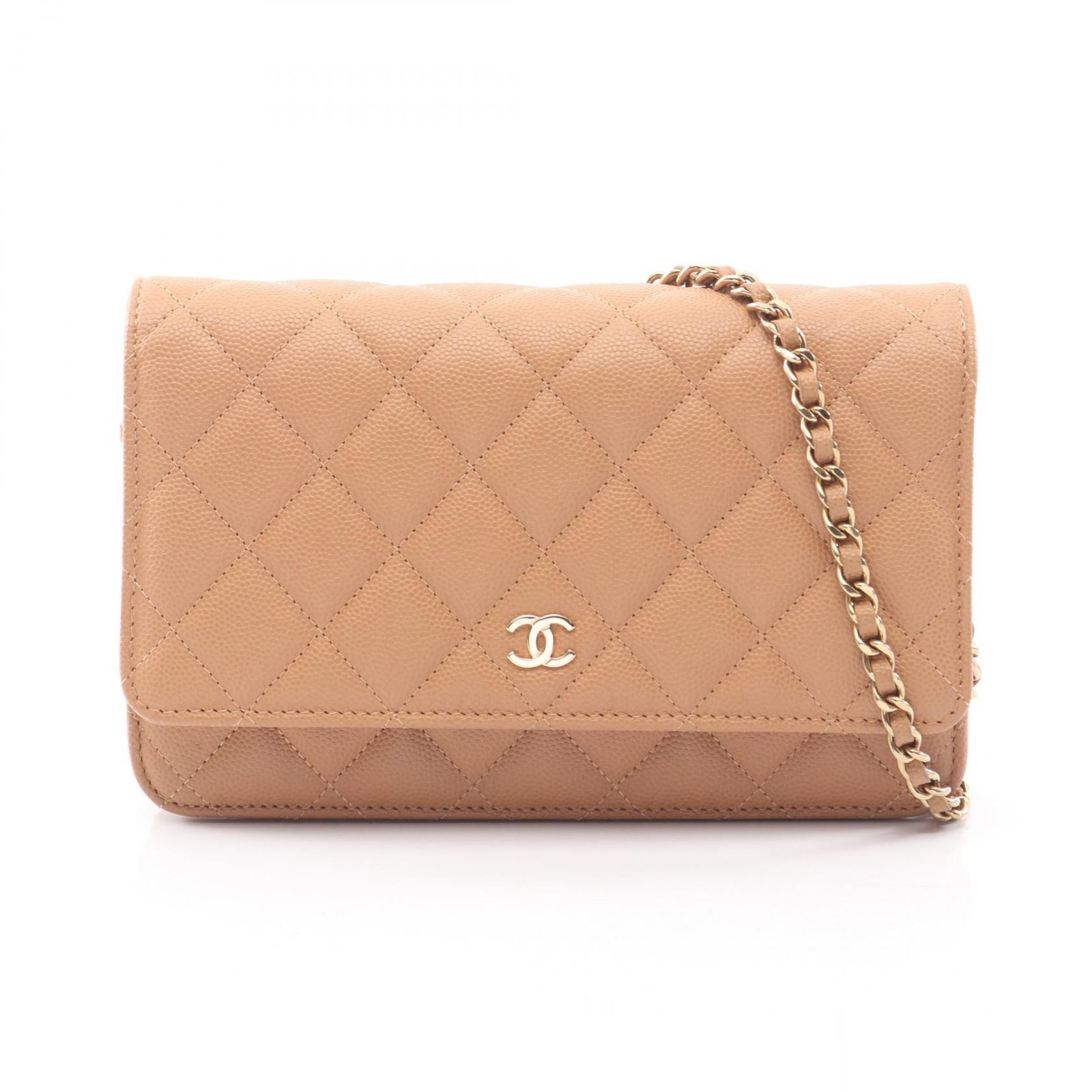 シャネル CHANEL ショルダーバッグ マトラッセ AP0250 キャメル キャビアスキン(グレインドカーフ) マトラッセ チェーンウォレット レディース Used A