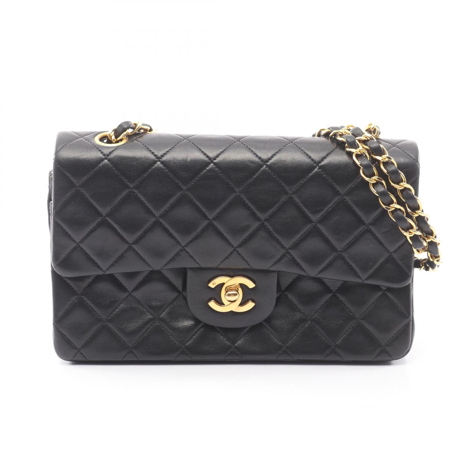 シャネル CHANEL ショルダーバッグ マトラッセ Wフラップ ブラック ラムスキン（羊革） マトラッセ ダブルフラップ チェーンショルダー レディース Used A