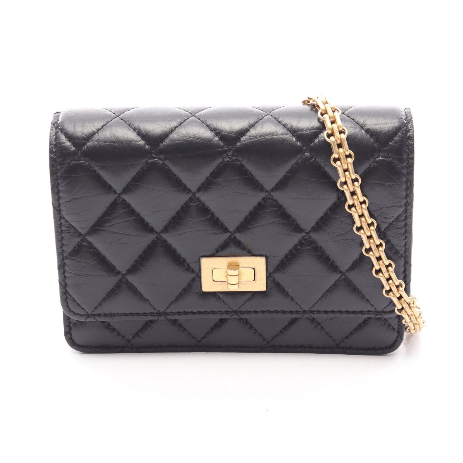 シャネル CHANEL ショルダーバッグ 2.55 マトラッセ ミニ ブラック カーフ（牛革） 2.55 マトラッセ ミニ チェーンウォレット レディース Used A