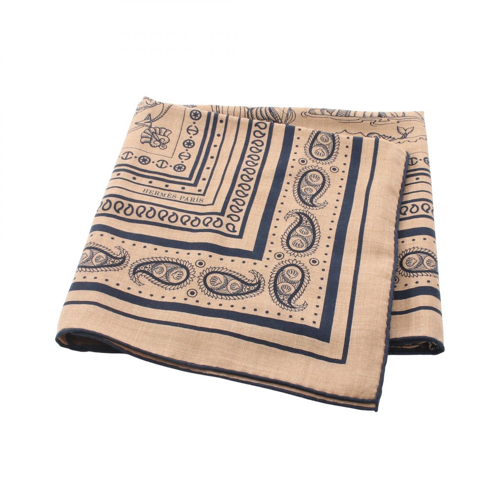 エルメス HERMES スカーフ カレジェアン カレ140 Tatouages Marins Bandana シルク カレジェアン レディース Used A